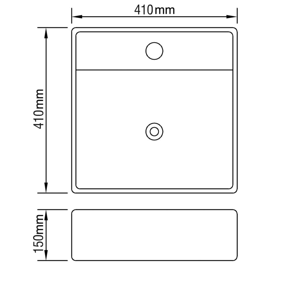 Wastafel met overloop 41x41x15 cm keramiek goudkleurig