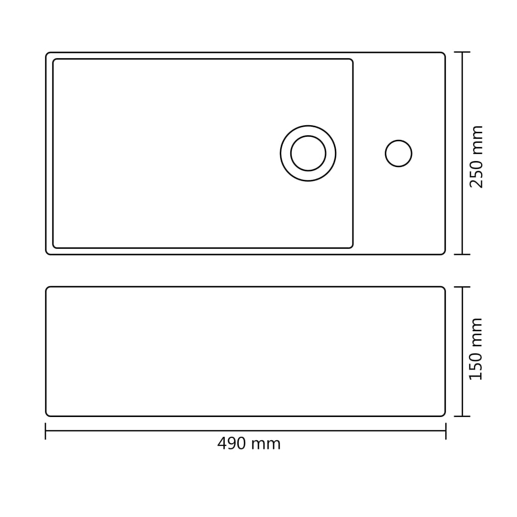 Wastafel met overloop 49x25x15 cm keramiek zilverkleurig