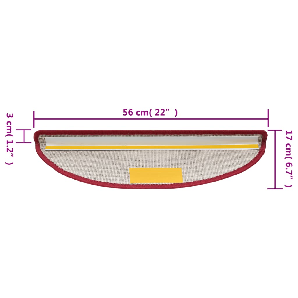 15 st Trapmatten 56x17x3 cm bordeauxrood