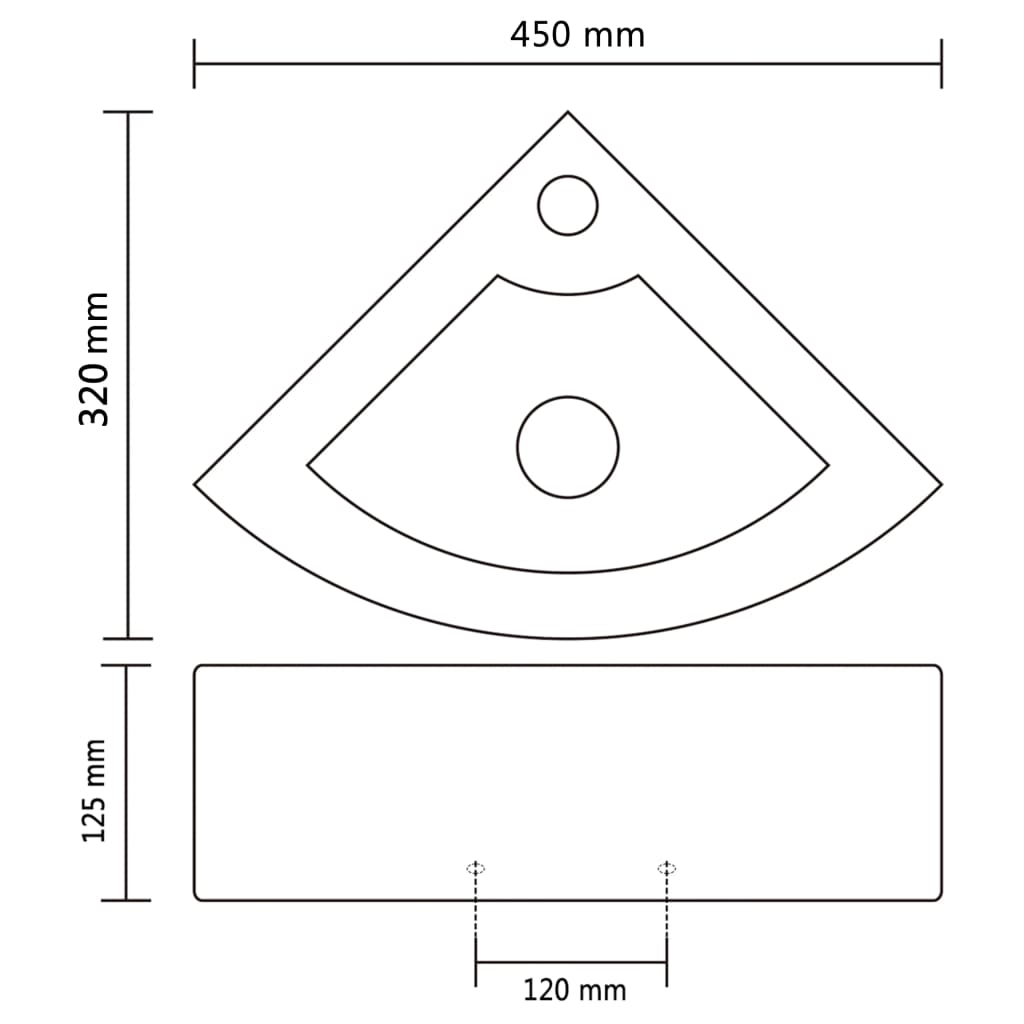 Wastafel met overloop 45x32x12,5 cm wit