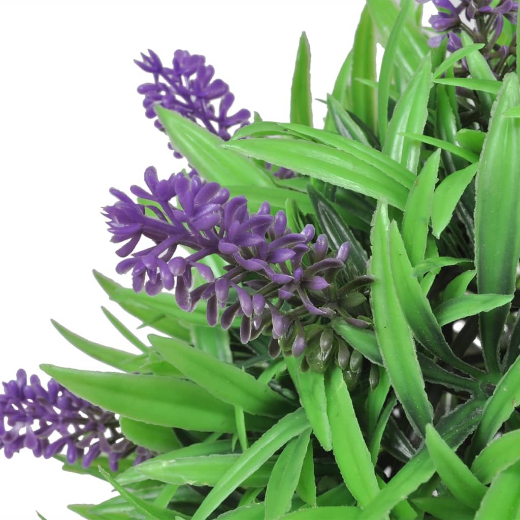 2-delige Kunstbuxussenset bolvormig met lavendel 28 cm