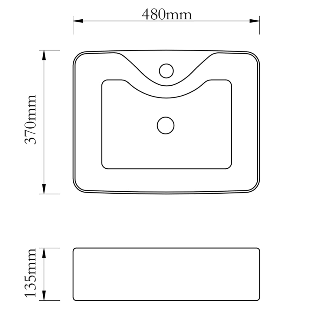 Wastafel met kraangat zwart vierkant keramiek