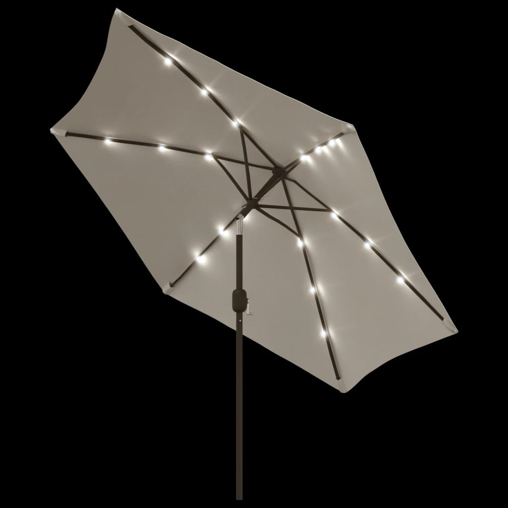 Zweefparasol met LED 3 m zandwit