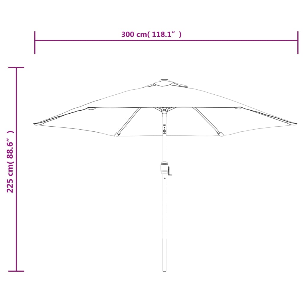 Zweefparasol met LED 3 m zandwit