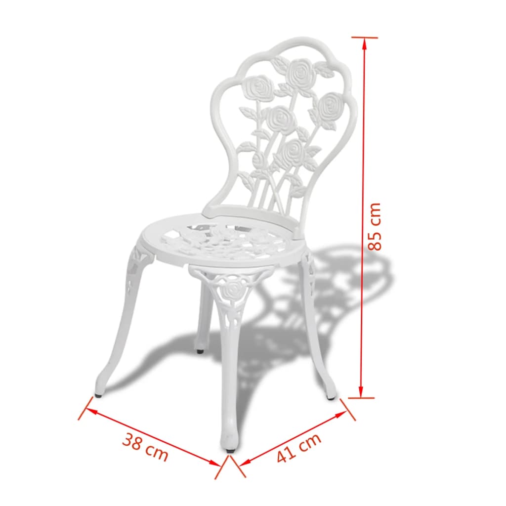 3-delige Bistroset gietaluminium wit