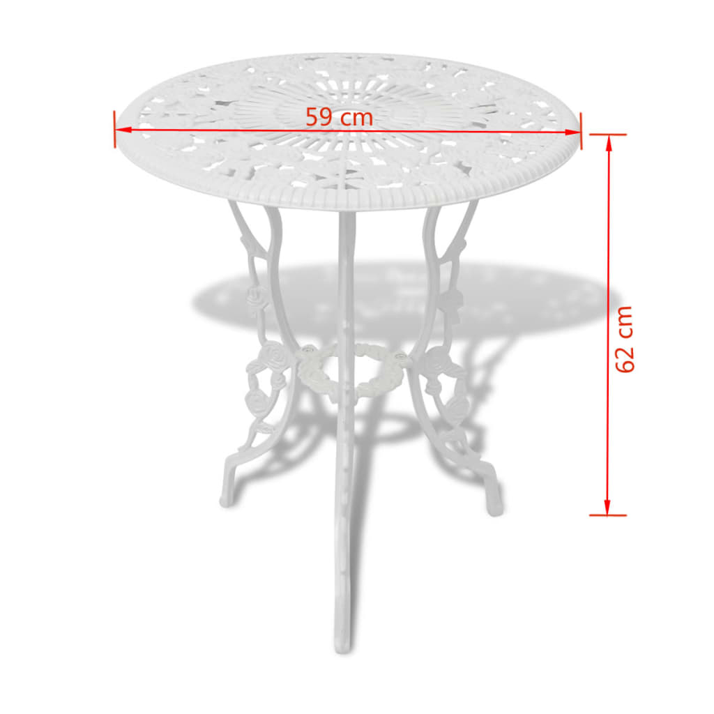 3-delige Bistroset gietaluminium wit