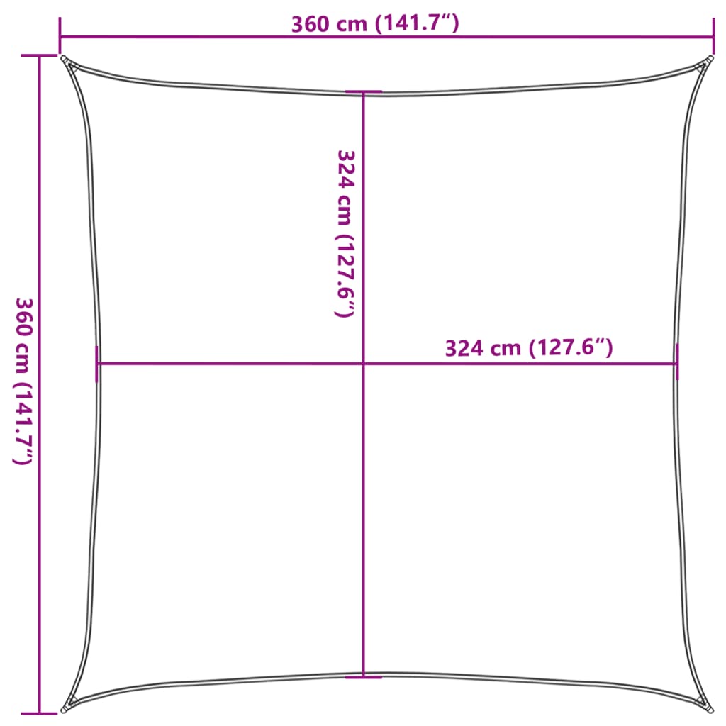 Zonnescherm HDPE vierkant 3,6x3,6 m antraciet