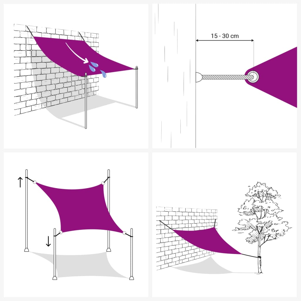 Zonnescherm vierkant 3,6x3,6 m oxford stof crèmekleurig