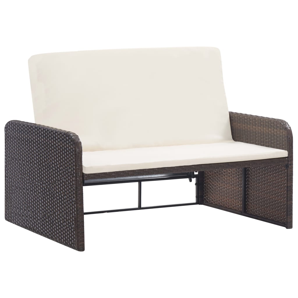 2-delige Loungeset met kussens poly rattan bruin