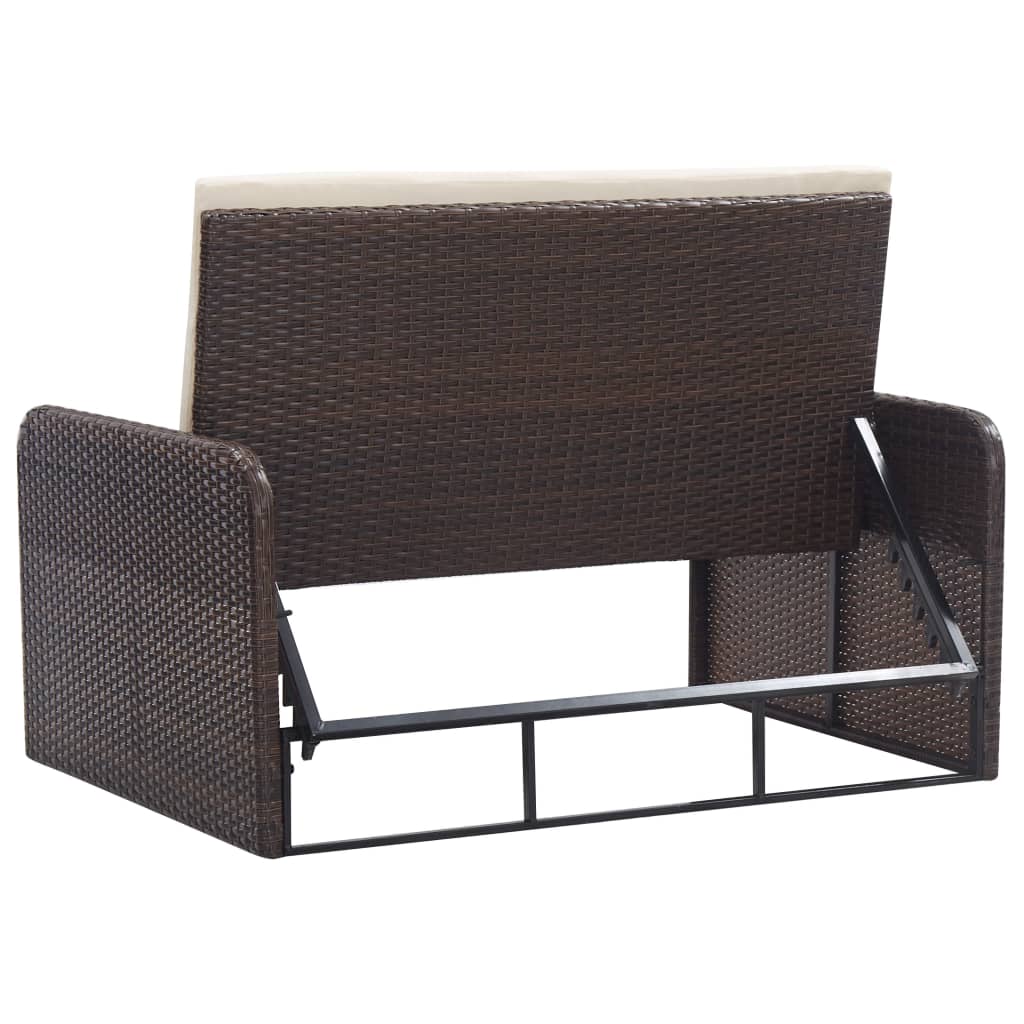 2-delige Loungeset met kussens poly rattan bruin