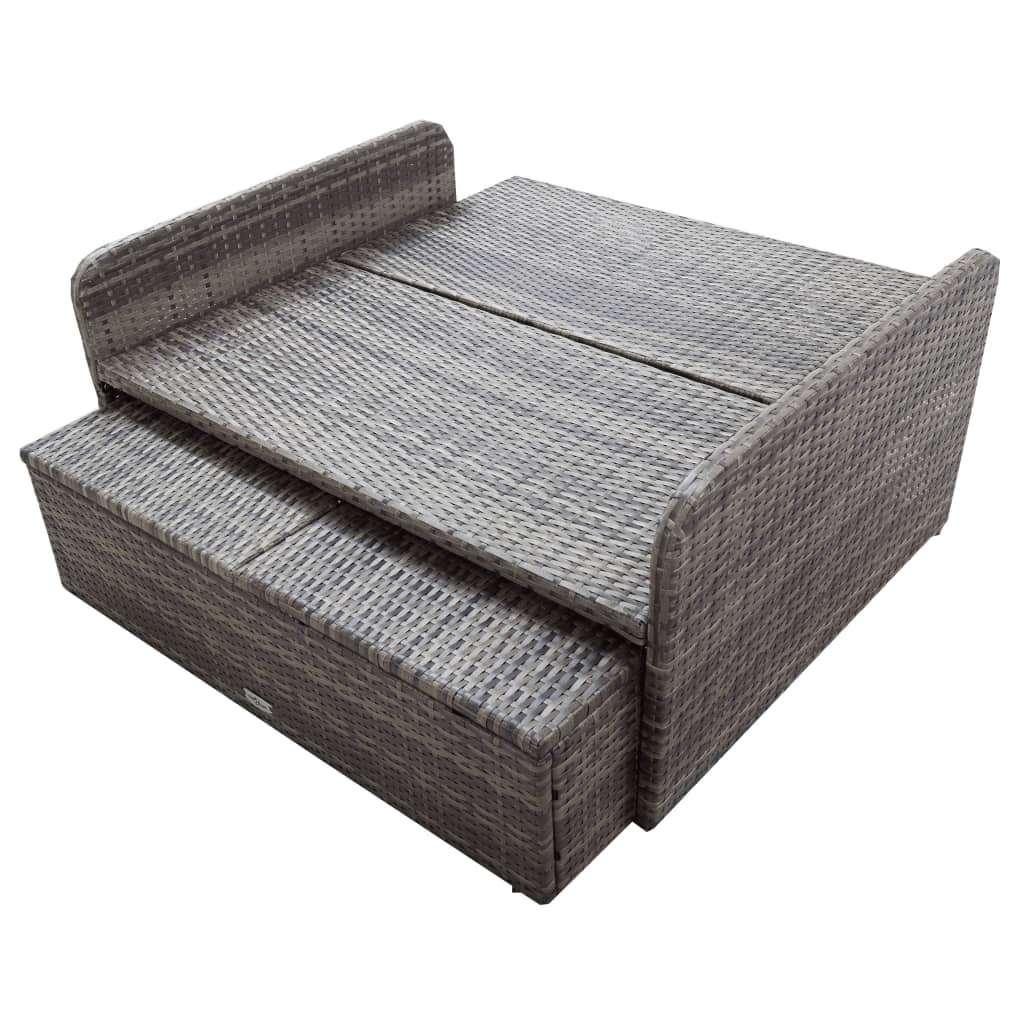 2-delige Loungeset met kussens poly rattan grijs