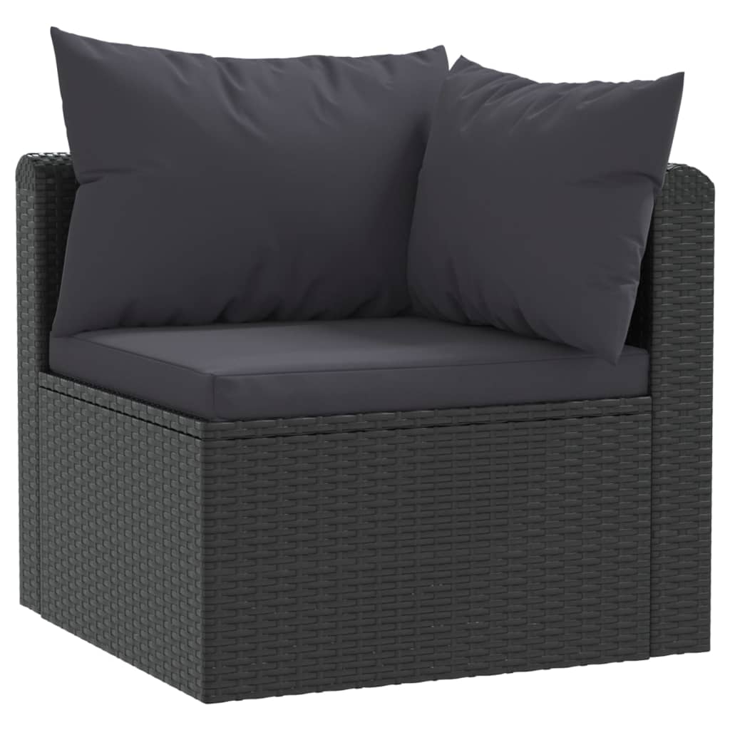 2-delige Loungeset met kussens poly rattan zwart