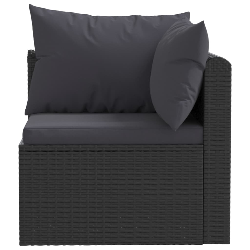 2-delige Loungeset met kussens poly rattan zwart