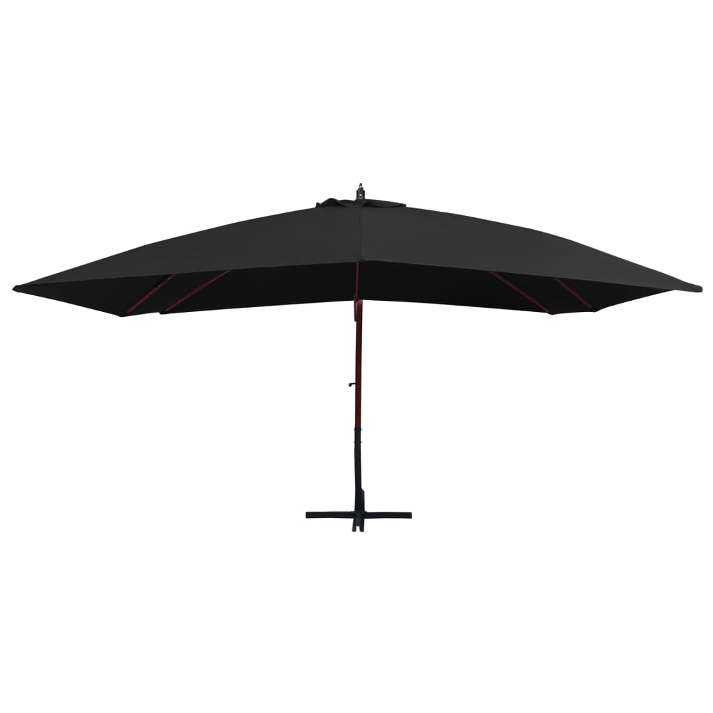 Zweefparasol met houten paal 400x300 cm zwart