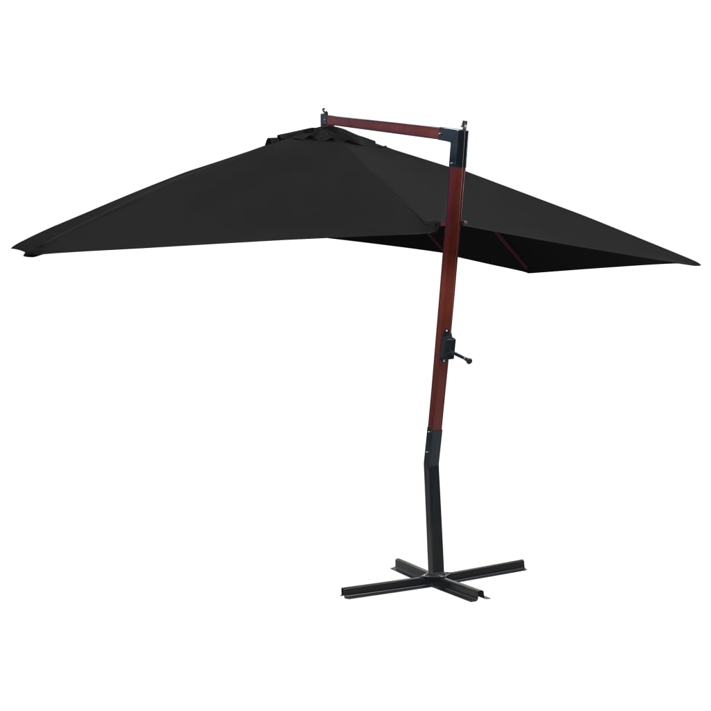 Zweefparasol met houten paal 400x300 cm zwart