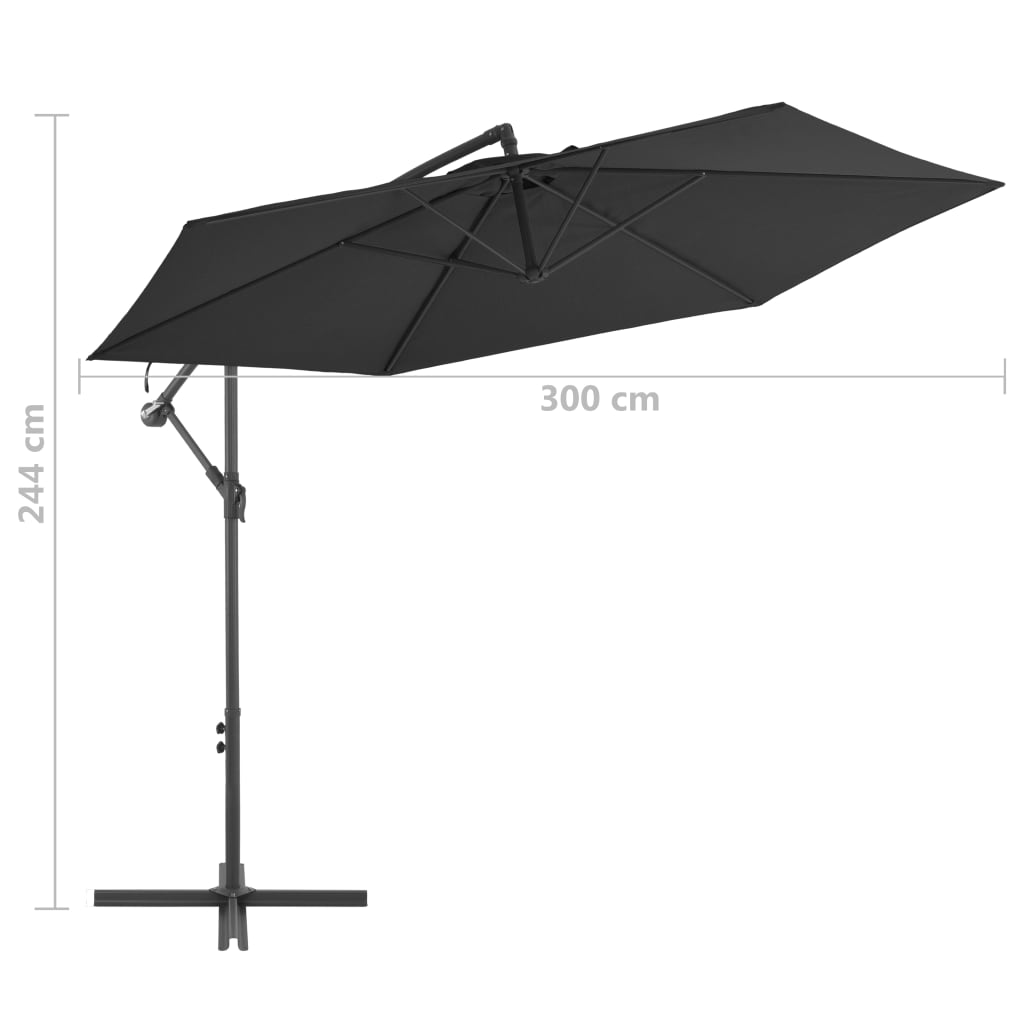 Zweefparasol met aluminium paal 300 cm zwart