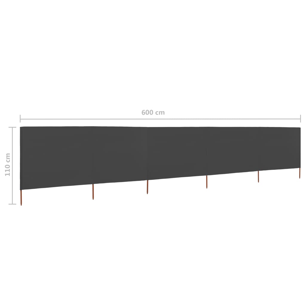 Windscherm 5-panelen 600x80 cm stof antraciet