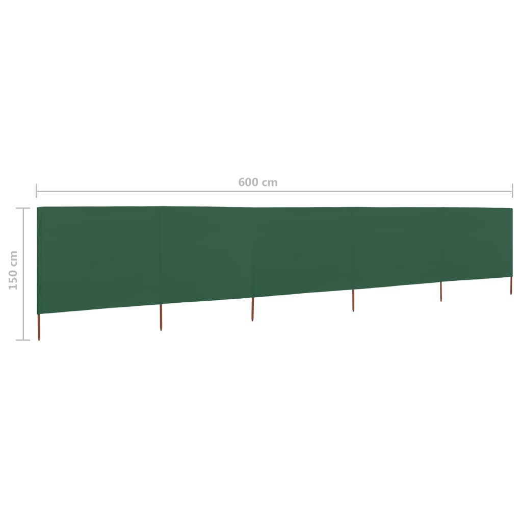 Windscherm 5-panelen 600x120 cm stof groen