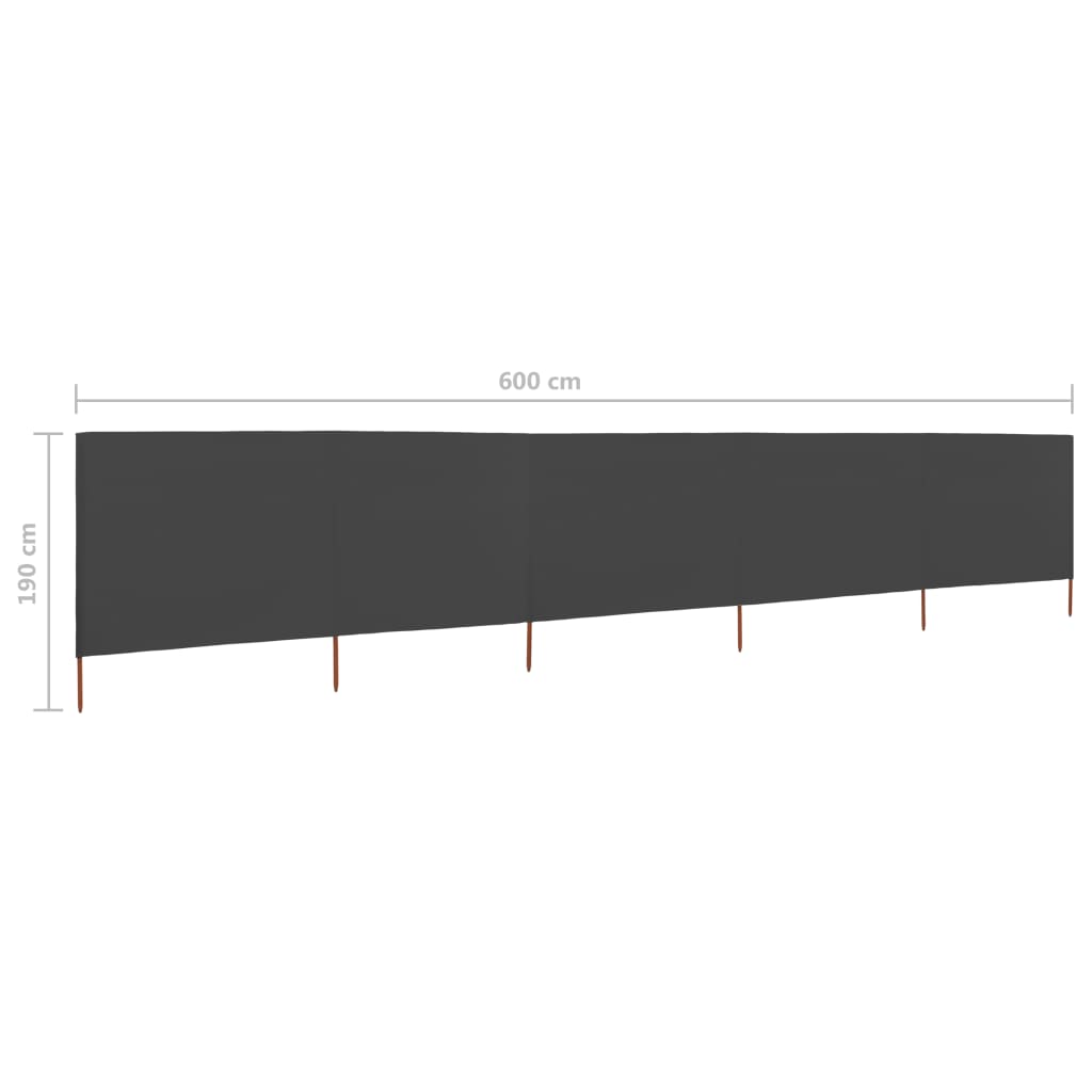 Windscherm 5-panelen 600x160 cm stof antraciet