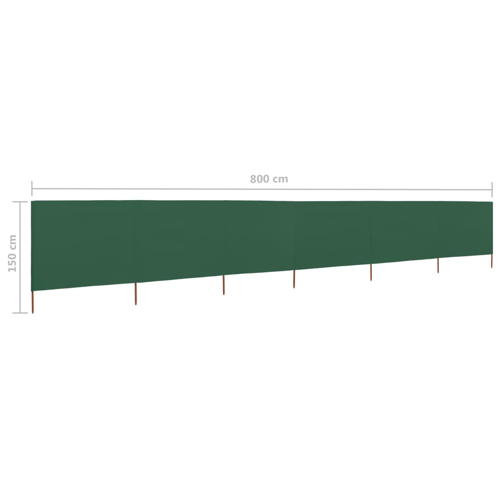 Windscherm 6-panelen 800x120 cm stof groen