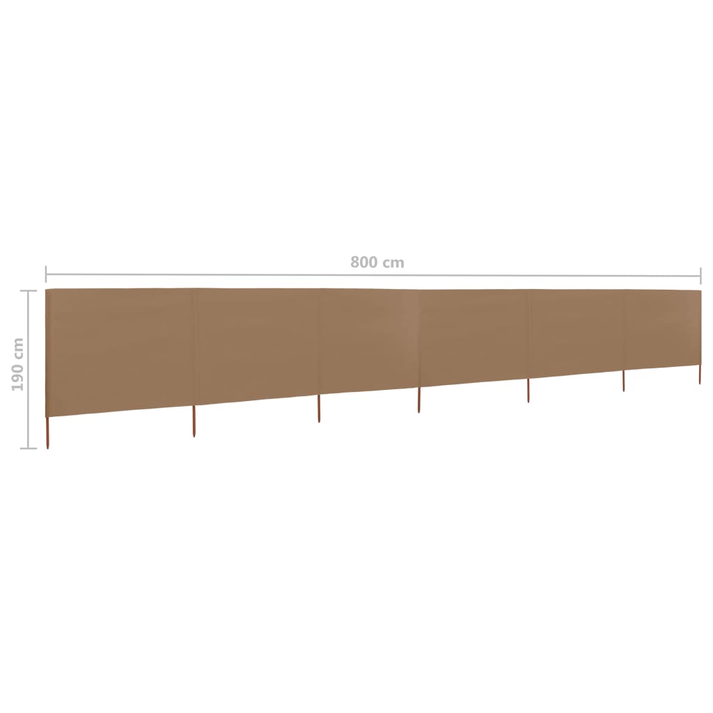 Windscherm 6-panelen 800x160 cm stof taupe