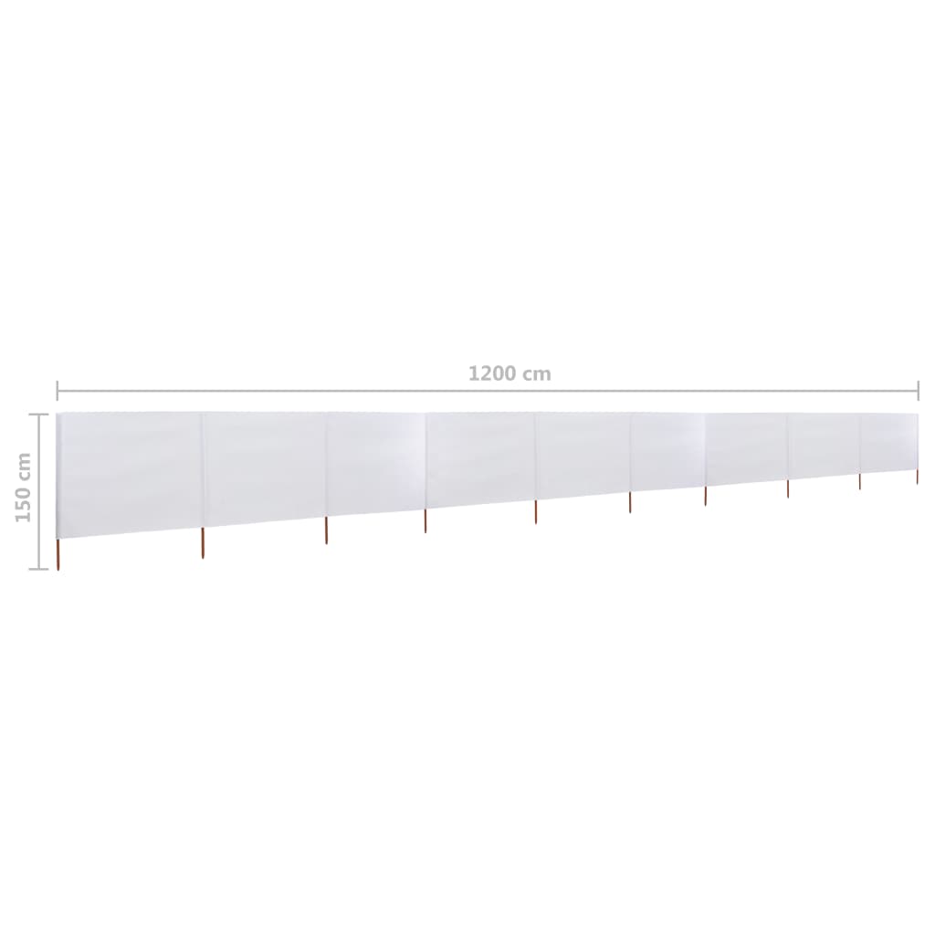 Windscherm 9-panelen 1200x120 cm stof zandwit