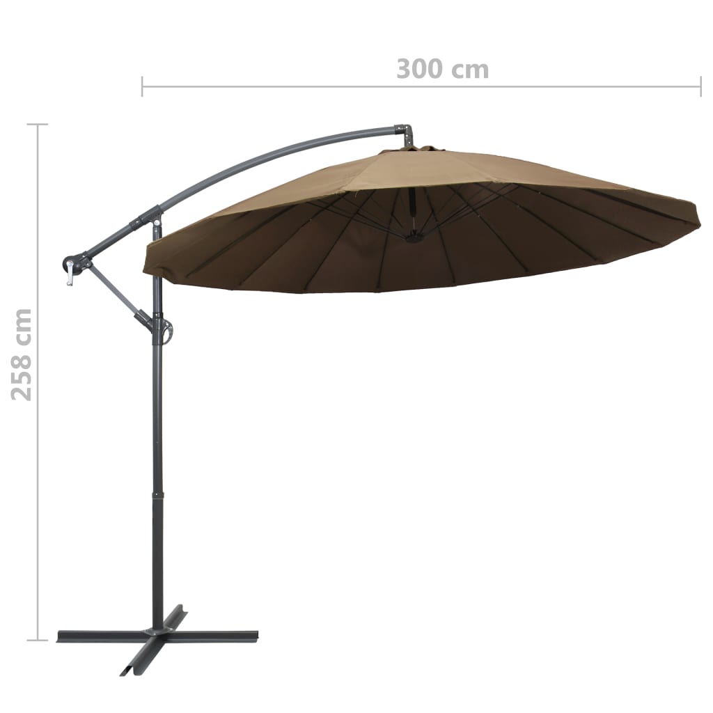 Zweefparasol met aluminium paal 3 m taupe