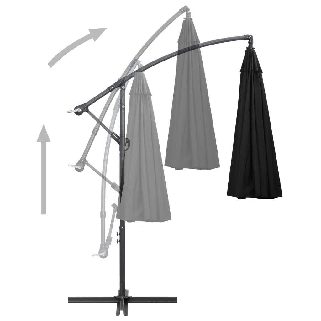 Zweefparasol met aluminium paal 3 m zwart