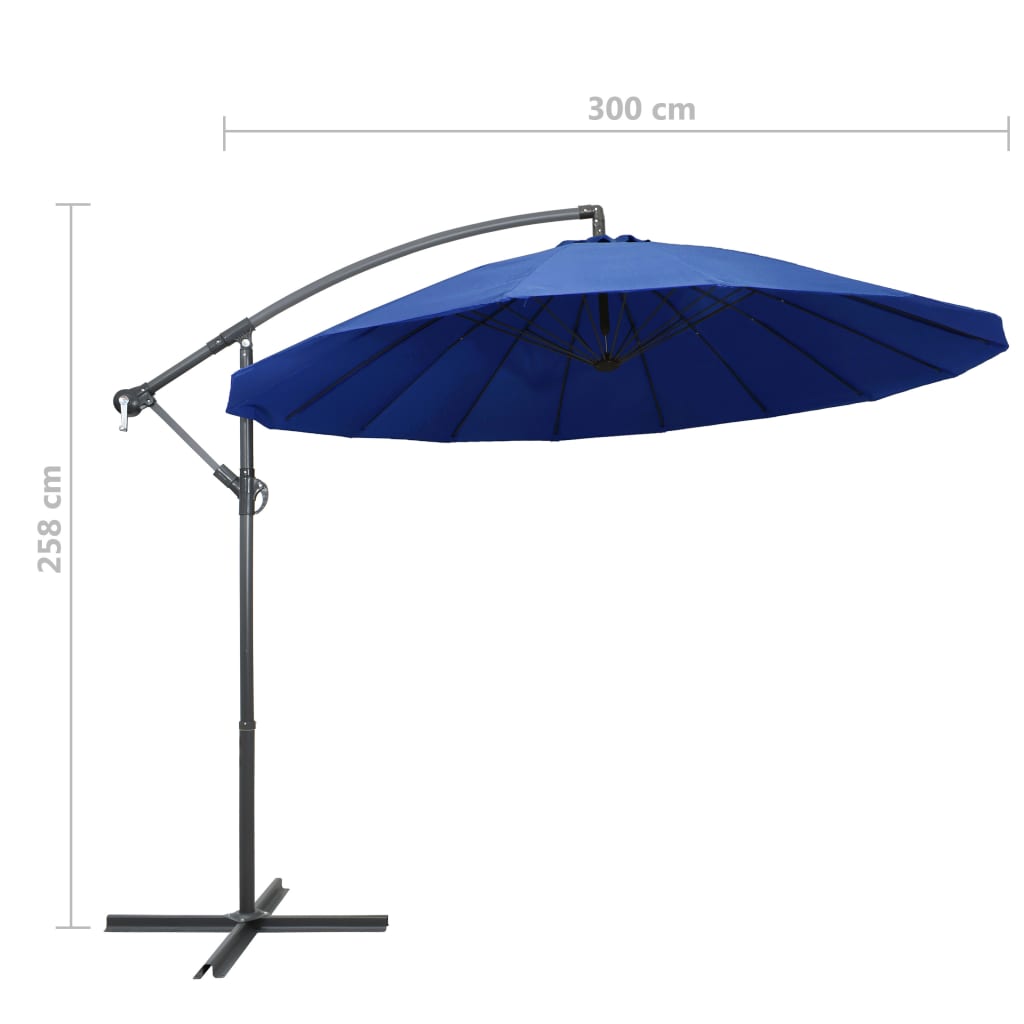 Zweefparasol met aluminium paal 3 m blauw