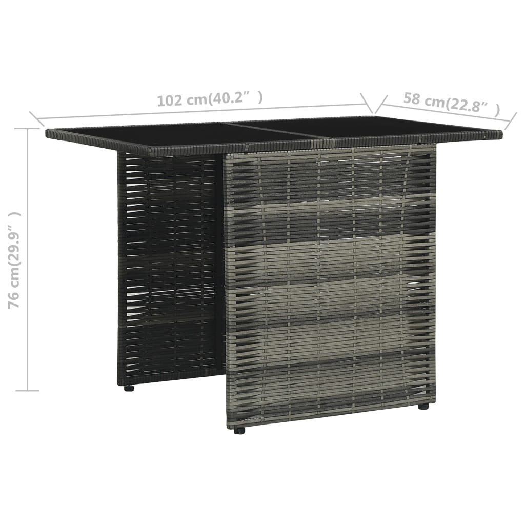 3-delige Bistroset met kussens poly rattan grijs