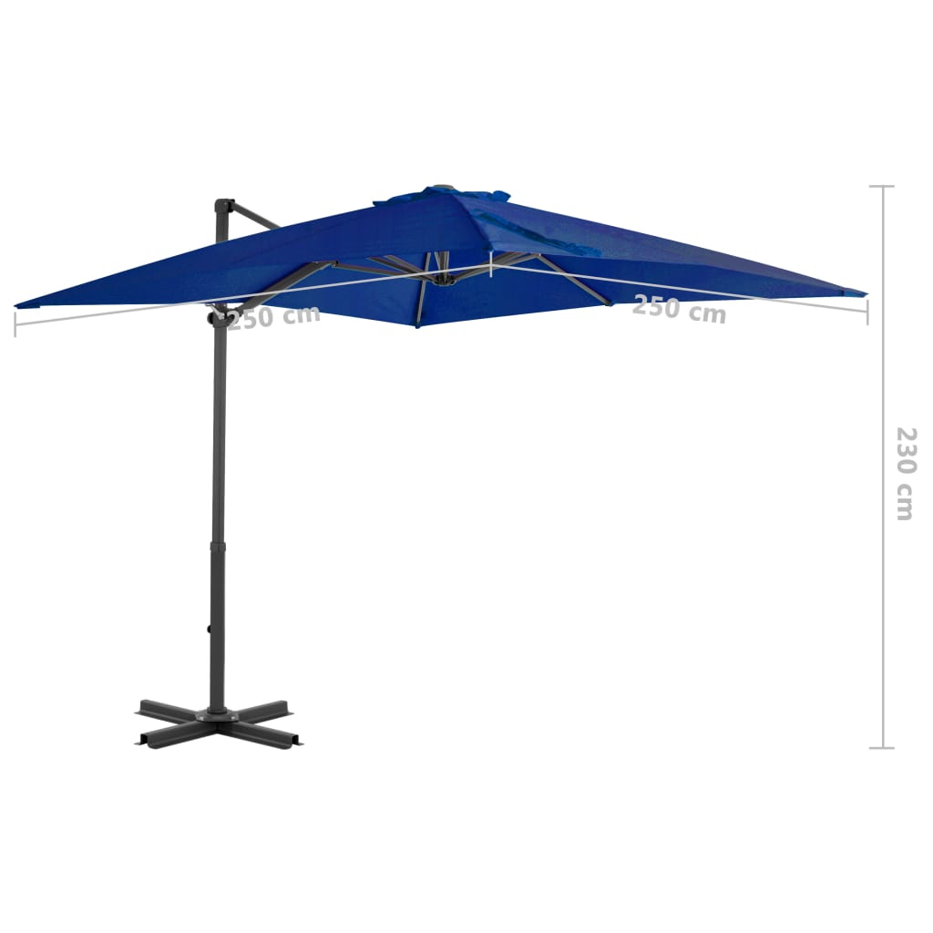 Zweefparasol met aluminium paal 250x250 cm azuurblauw