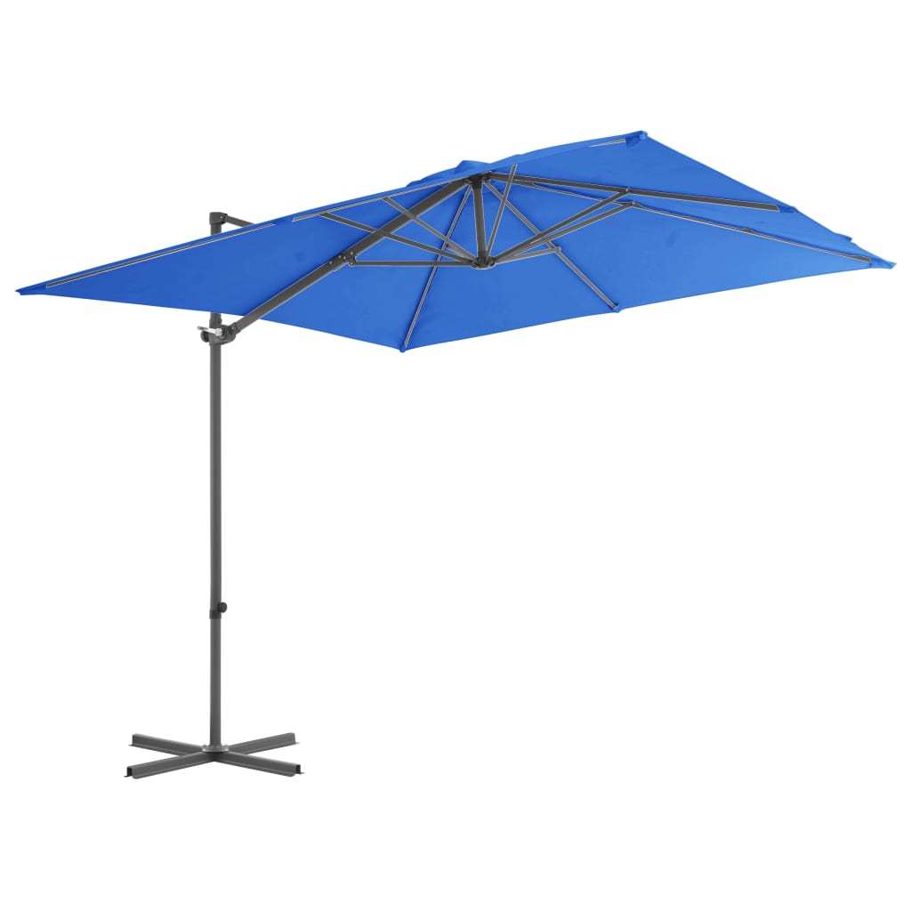 Zweefparasol met stalen paal 250x250 cm azuurblauw