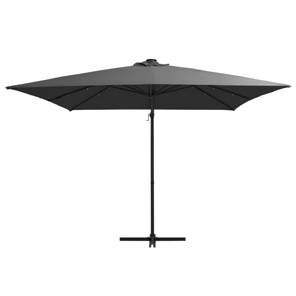 Zweefparasol met LED-verlichting en paal 250x250 cm antraciet