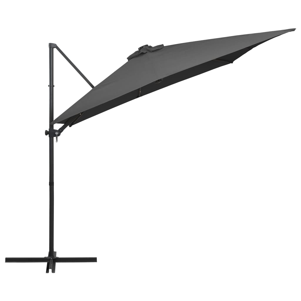 Zweefparasol met LED-verlichting en paal 250x250 cm antraciet