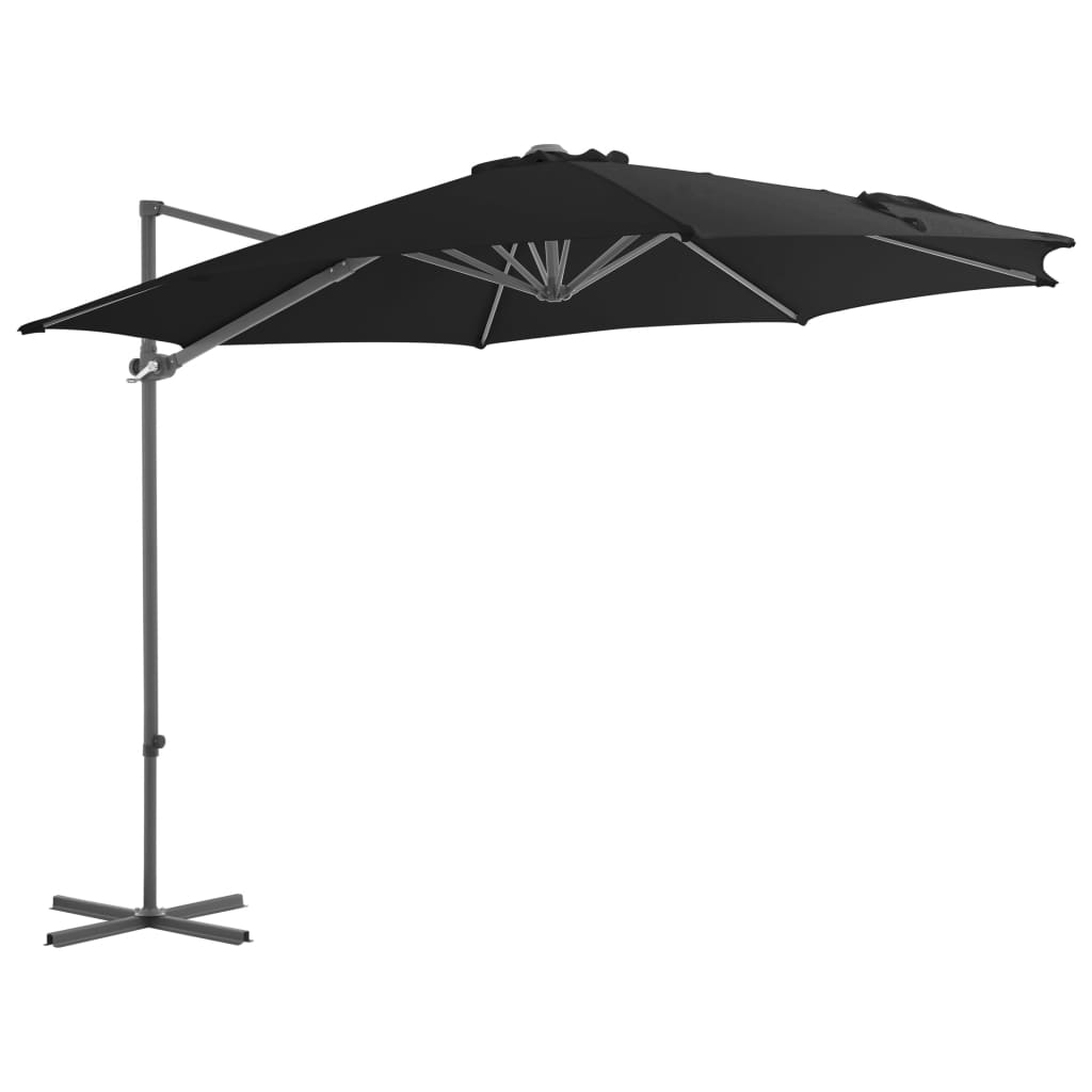 Zweefparasol met stalen paal 300 cm zwart