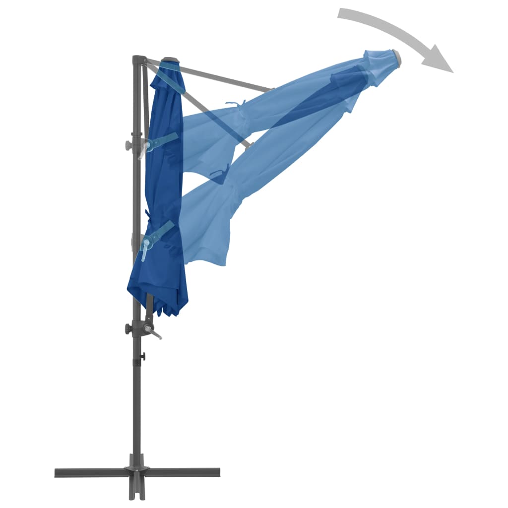 Zweefparasol met stalen paal 300 cm azuurblauw