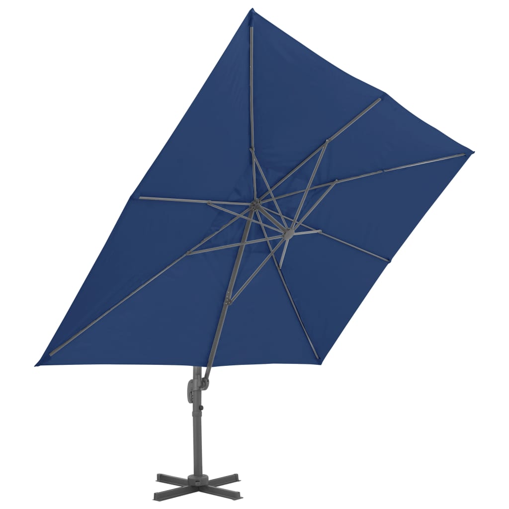 Zweefparasol met aluminium paal 4x3 m azuurblauw