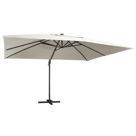 Zweefparasol met LED en aluminium paal 400x300 cm zandkleurig