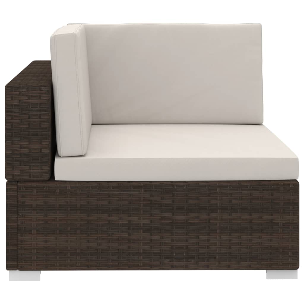 3-delige Loungeset met kussens poly rattan bruin