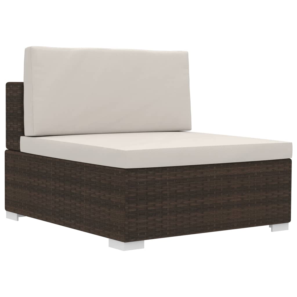 3-delige Loungeset met kussens poly rattan bruin