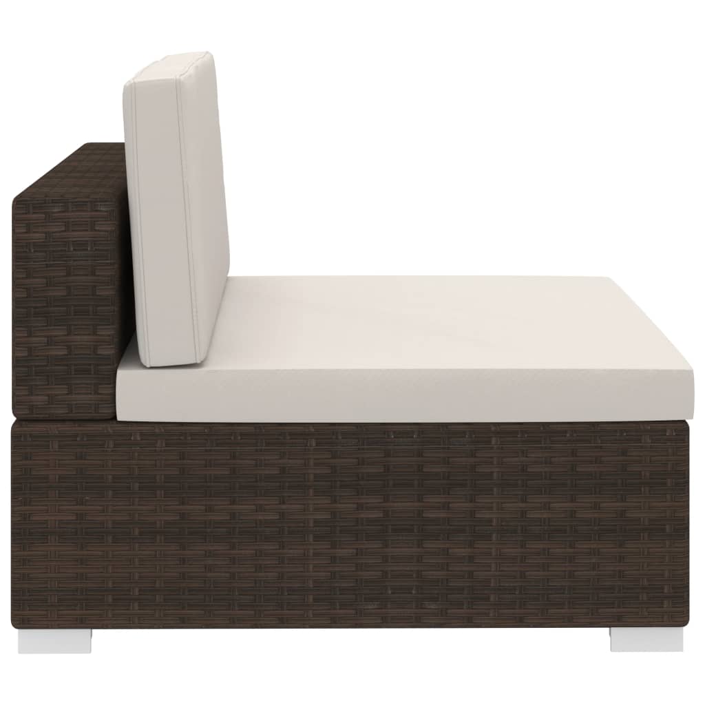 3-delige Loungeset met kussens poly rattan bruin