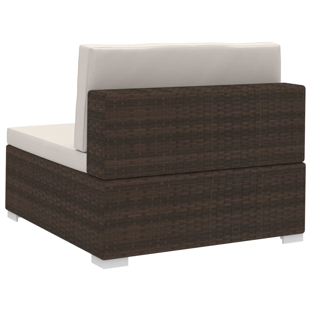 3-delige Loungeset met kussens poly rattan bruin