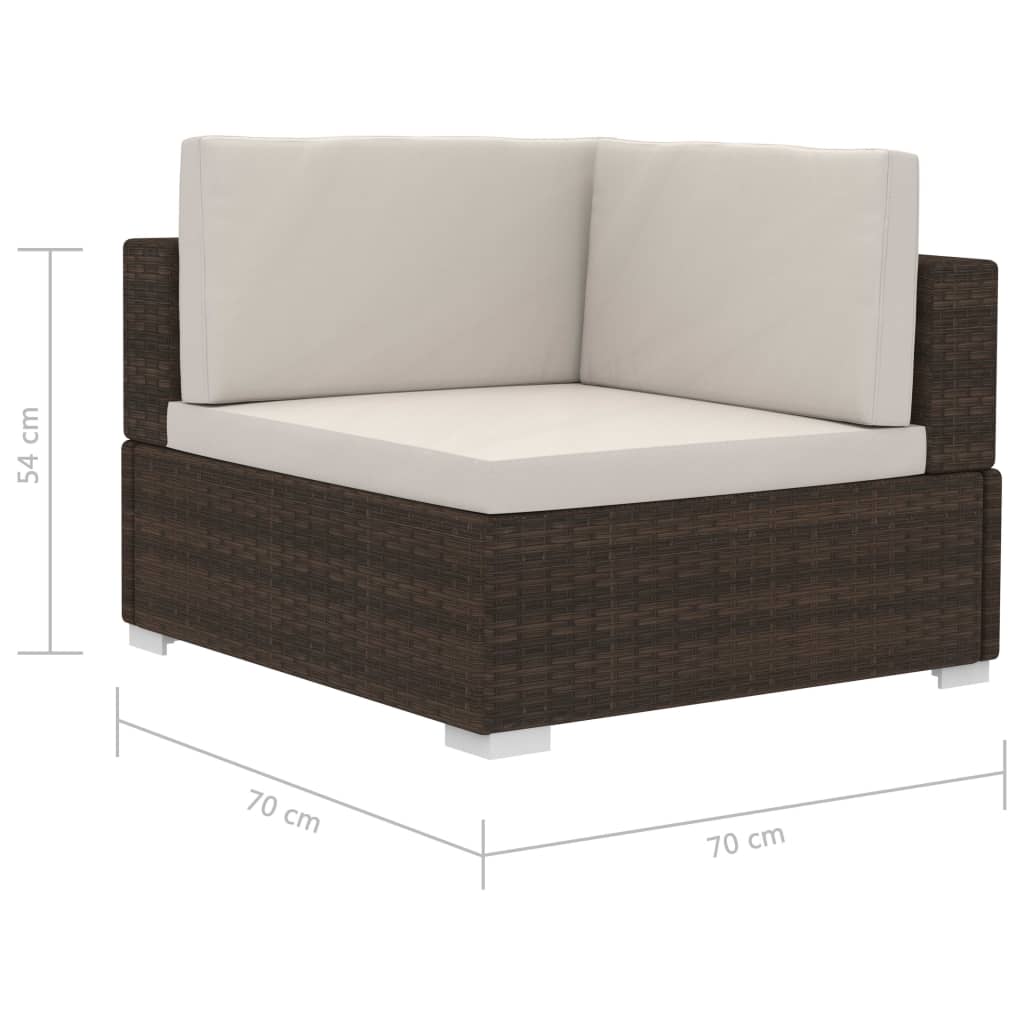 3-delige Loungeset met kussens poly rattan bruin