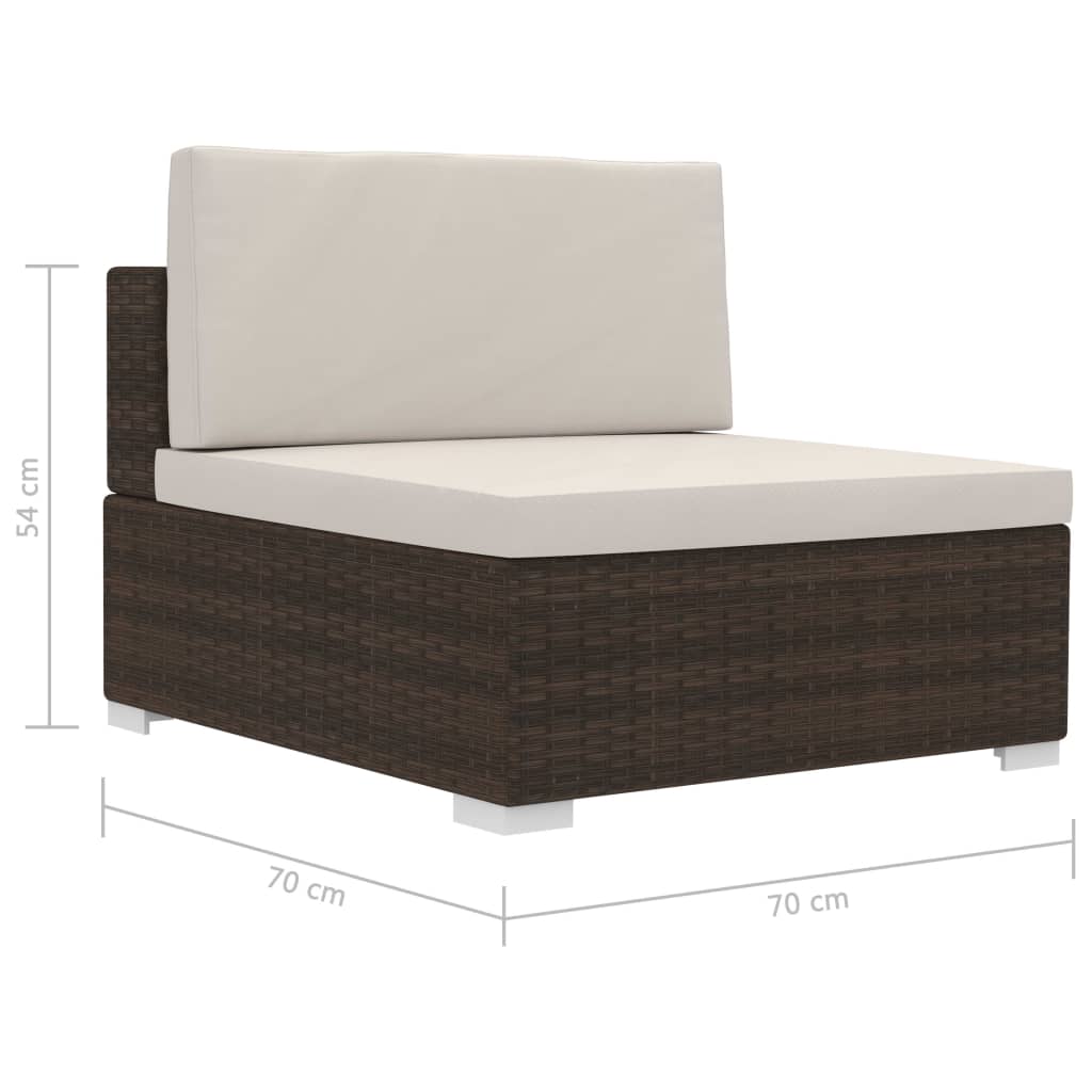 3-delige Loungeset met kussens poly rattan bruin