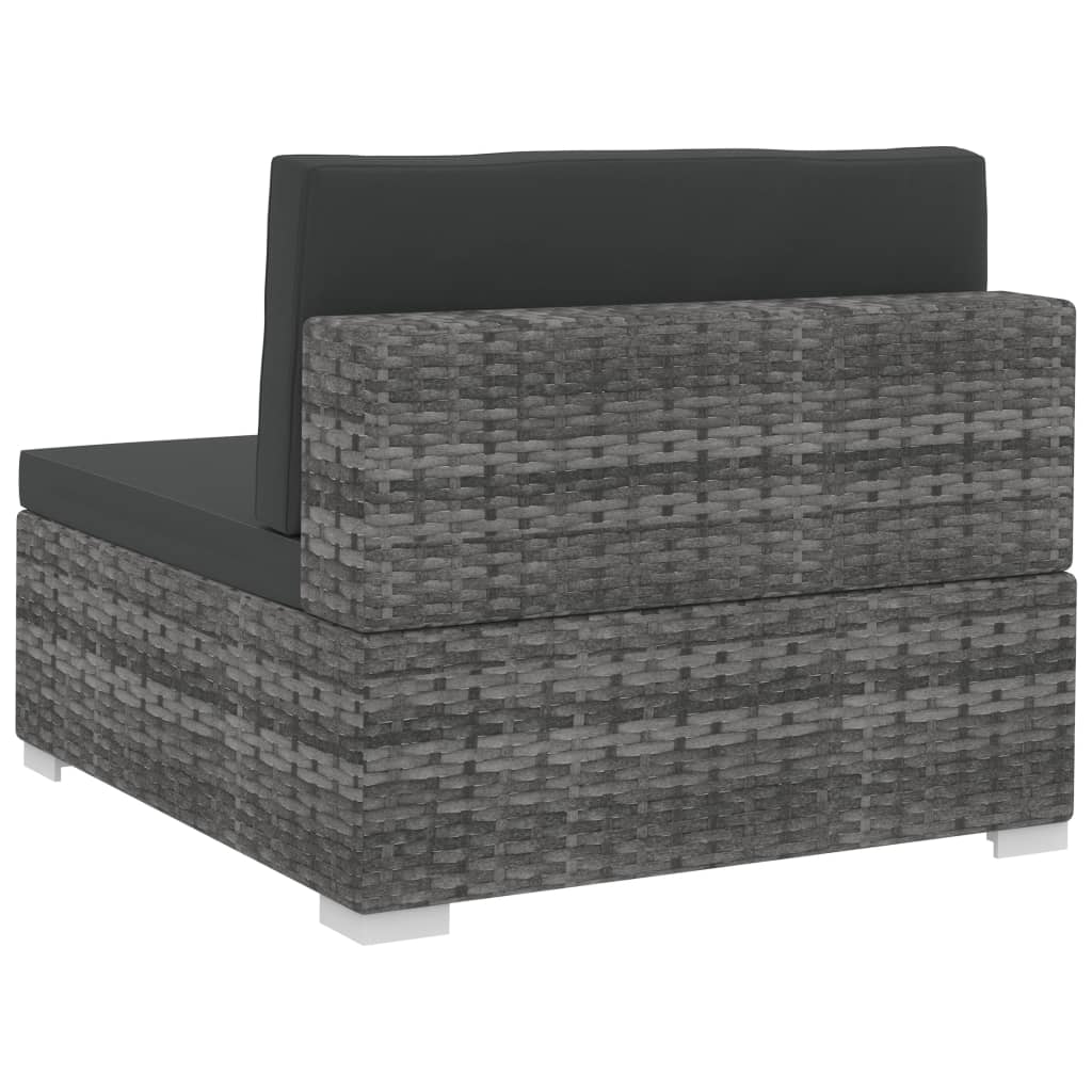 3-delige Loungeset met kussens poly rattan grijs