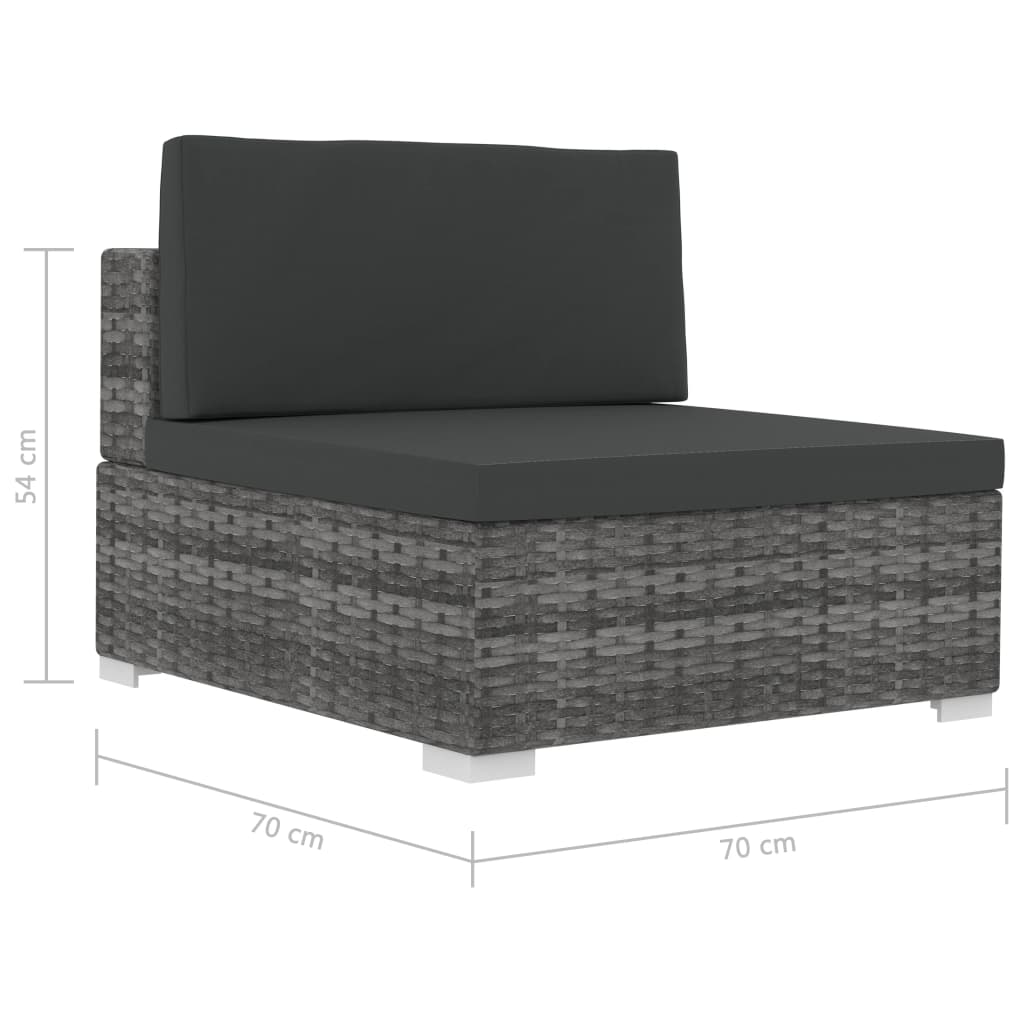 3-delige Loungeset met kussens poly rattan grijs