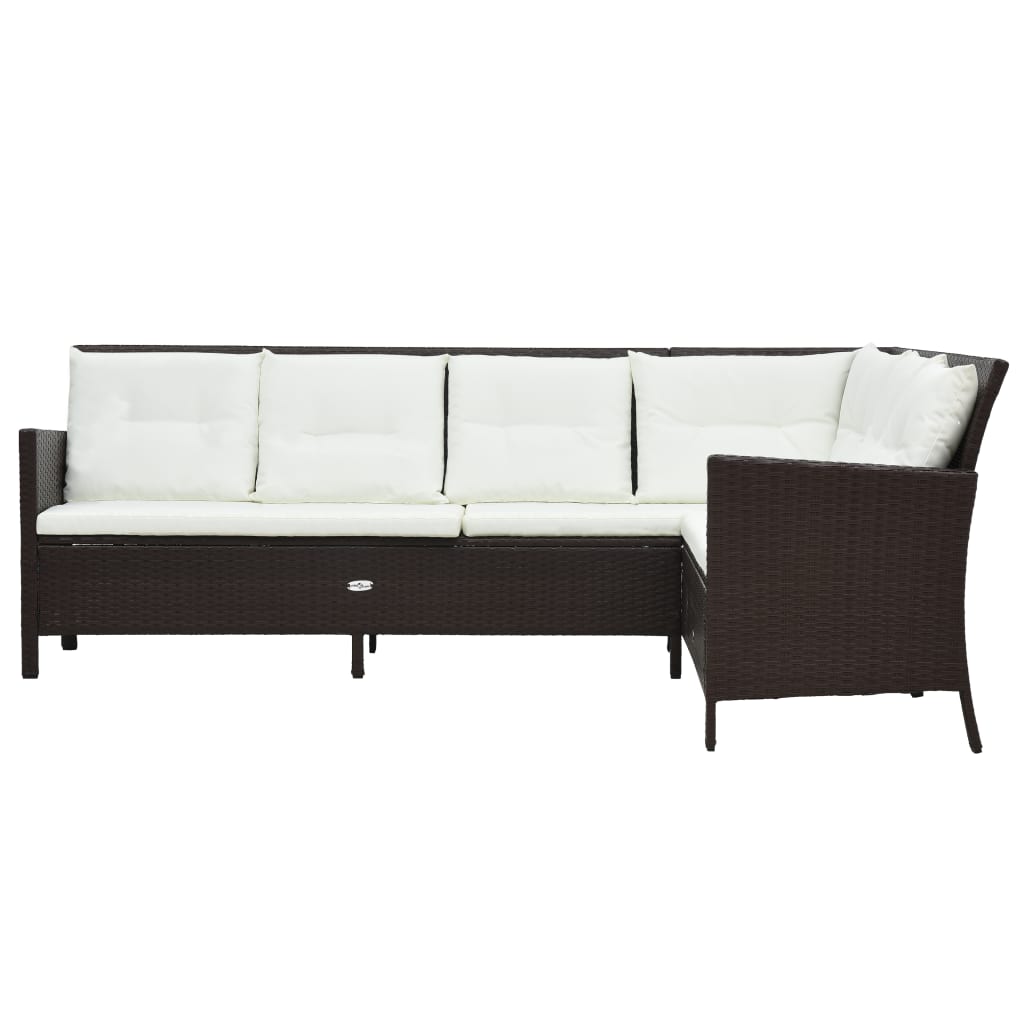 3-delige Loungeset met kussens poly rattan bruin