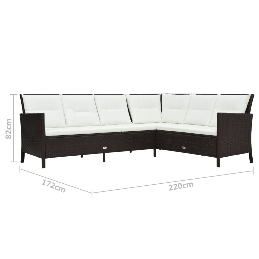 3-delige Loungeset met kussens poly rattan bruin