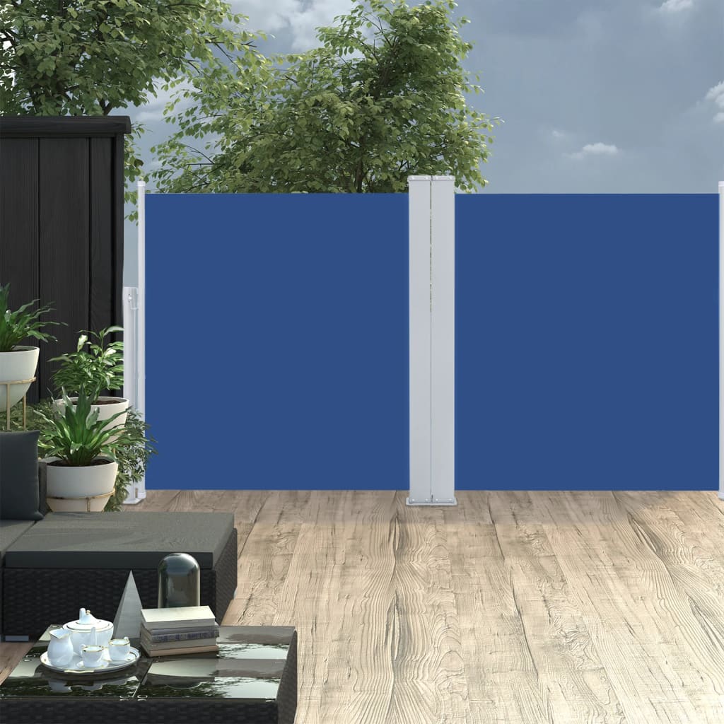 Windscherm uittrekbaar 120x600 cm blauw