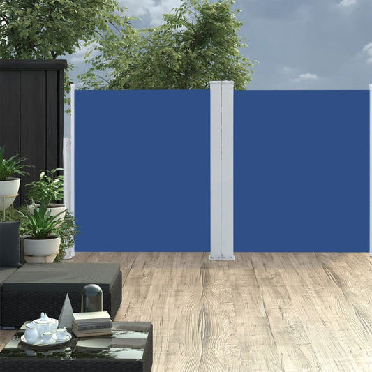 Windscherm uittrekbaar 170x600 cm blauw